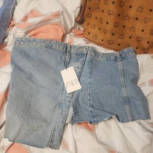 Zara Women's Light Blue Jean Top